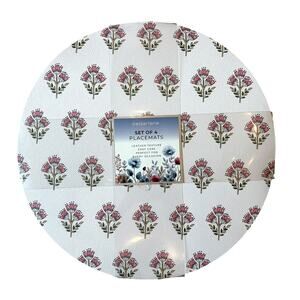 Cedarlane Pink Floral Placemats 15in Round Easy Care Set of 4 NEW